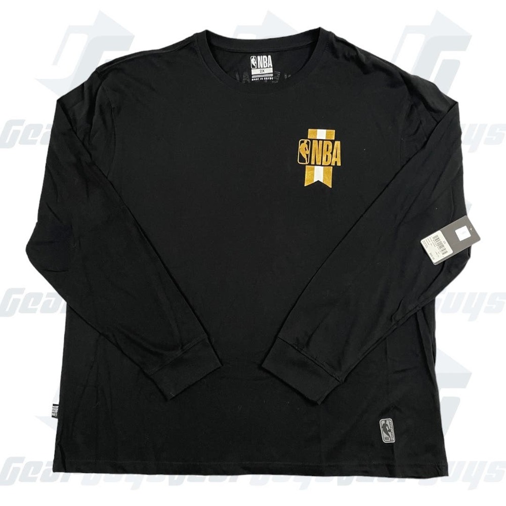NBA Logo Basketball Men’s Black and Gold LS Shirt Size 2X NWT